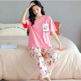 Women's Stitched Cotton Jersey Printed Night Suit